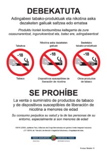 Se prohíbe la venta o suministro de productos de tabaco y de dispositivos susceptibles de liberación de nicotina a menores de edad