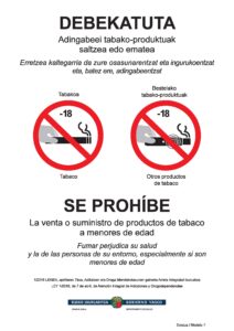 Se prohíbe la venta o suministro de productos de tabaco a menores de edad