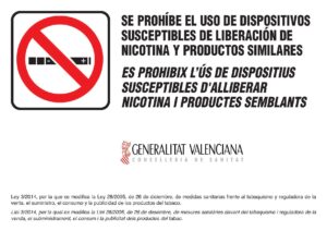 Se prohíbe el uso de dispositivos susceptibles de liberación de nicotina y productos similares