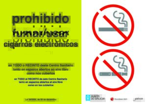 Prohibido fumar/usar cigarrillos electrónicos (recinto de centros sanitarios)