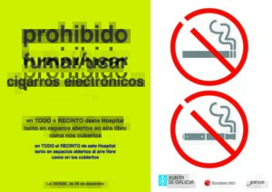 Prohibido fumar/usar cigarrillos electrónicos (recinto de hospitales)