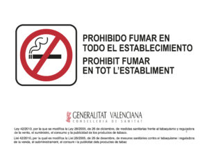 Prohibido fumar en todo el establecimiento
