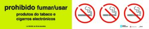 Prohibido fumar/usar productos del tabaco y cigarros electrónicos (suelos de hospitales y centros sanitarios)