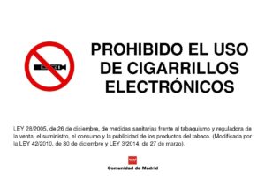 Prohibido el uso de cigarrillos electrónicos